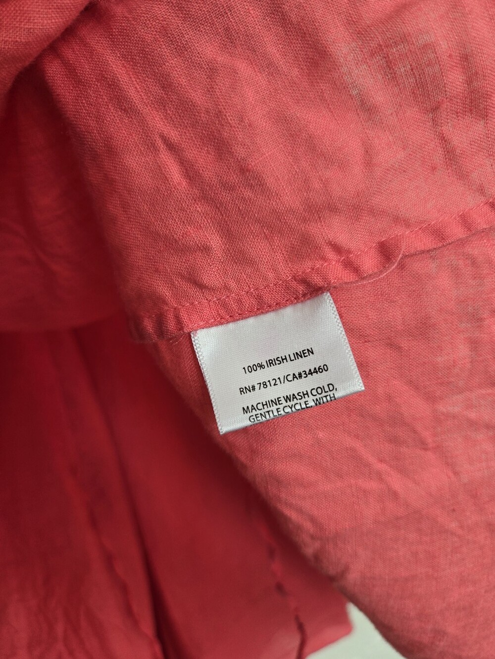 Eileen Fisher Irish Linen Coral Cinchable Dress, L - Picture 11 of 13